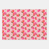 Aardbei & bloemmotief inpakpapier vel (Voorkant)