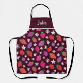Aardbei bloemmotief op maat gepersonaliseerd schort (Voorkant)