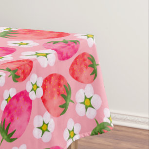 Aardbei & bloemmotief tafelkleed