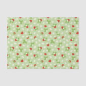 Aardbei Bloesem Groen, Rood en Wit Tissuepapier (Voorkant)