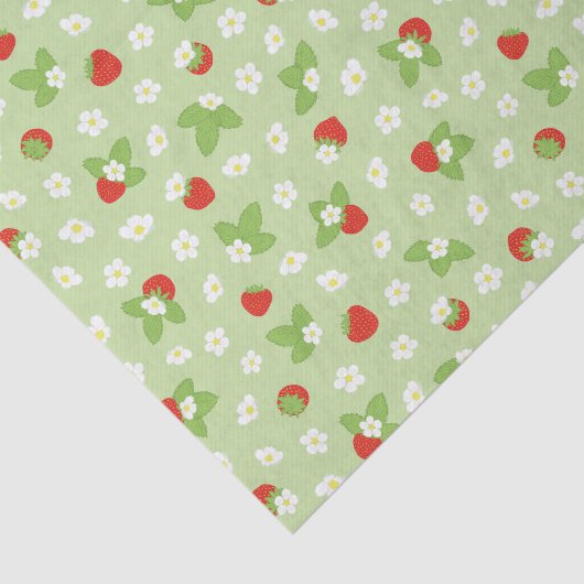 Aardbei Bloesem Groen, Rood en Wit Tissuepapier (Detail)