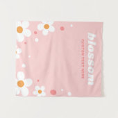 Aardbei bloesem retro lettertype roze banner wandkleed (Voorkant (horizontaal))