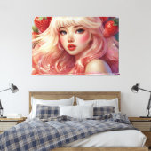 Aardbei blond meisje Stretched Canvas Print (Insitu (Slaapkamer))