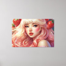 Aardbei blond meisje Stretched Canvas Print