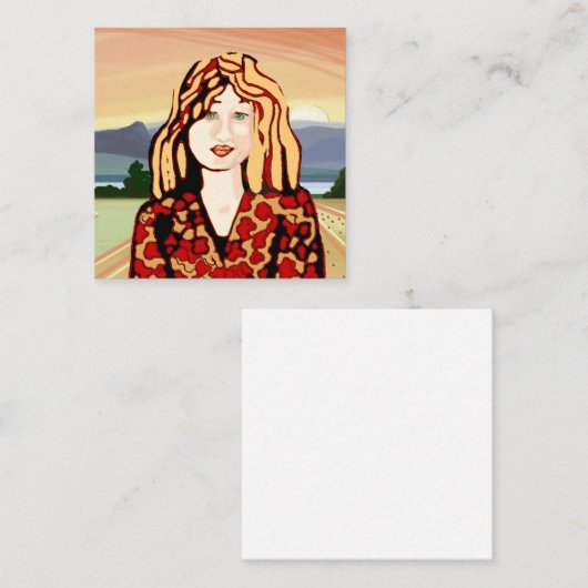 Aardbei blonde vrouw bellen kaart (Voorkant / Achterkant)