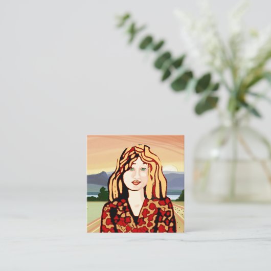 Aardbei blonde vrouw bellen kaart (Staand voorkant)