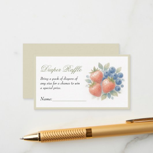 Aardbei Blueberry Baby Luier Raffle Informatiekaartje (Voorkant / Achterkant in situ)