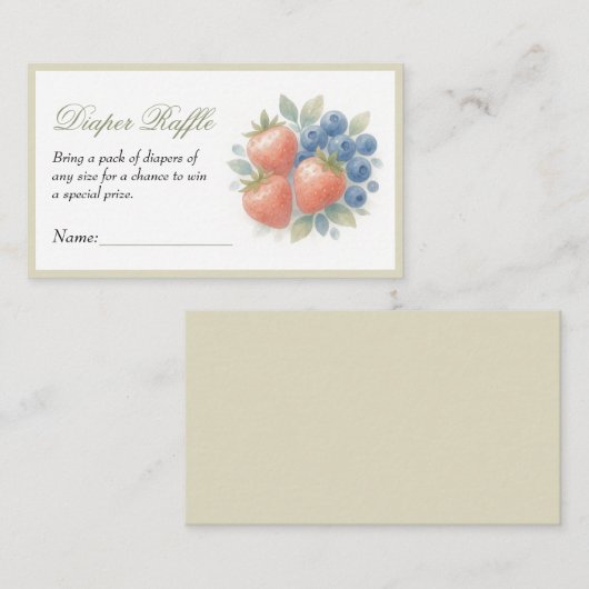 Aardbei Blueberry Baby Luier Raffle Informatiekaartje (Voorkant / Achterkant)