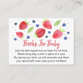 Aardbei Blueberry Baby shower Book Request Request Informatiekaartje