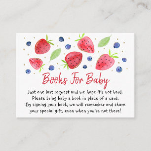 Aardbei Blueberry Baby shower Book Request Request Informatiekaartje