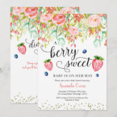Aardbei Blueberry Baby shower Invitation Kaart (Voorkant / Achterkant)