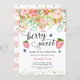 Aardbei Blueberry Baby shower Invitation Kaart