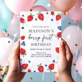 Aardbei Blueberry Berry First Birthday Kaart