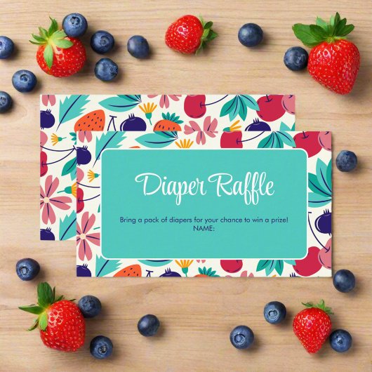 Aardbei Blueberry Berry Sweet Baby shower Informatiekaartje