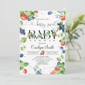 Aardbei Blueberry Berry Sweet Baby shower Kaart (Staand voorkant)
