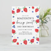 Aardbei Blueberry Berry Sweet Birthday Kaart (Staand voorkant)