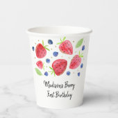 Aardbei Blueberry Berry Sweet Birthday Papieren Bekers (Achterkant)