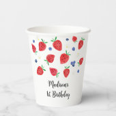 Aardbei Blueberry Berry Sweet Birthday Papieren Bekers (Achterkant)