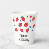 Aardbei Blueberry Berry Sweet Birthday Papieren Bekers (Voorkant)
