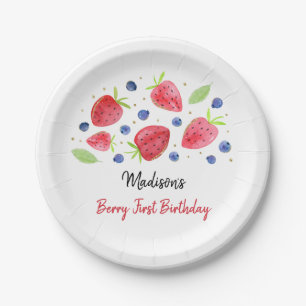 Aardbei Blueberry Berry Sweet Birthday Papieren Bordje