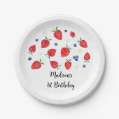 Aardbei Blueberry Berry Sweet Birthday Papieren Bordje (Voorkant)