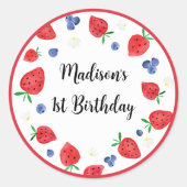 Aardbei Blueberry Berry Sweet Birthday Ronde Sticker (Voorkant)