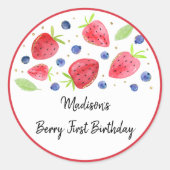 Aardbei Blueberry Berry Sweet Birthday Ronde Sticker (Voorkant)