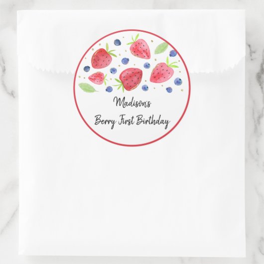 Aardbei Blueberry Berry Sweet Birthday Ronde Sticker (Tas)