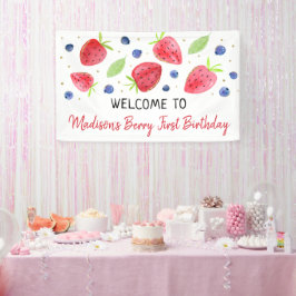 Aardbei Blueberry Berry Sweet Birthday Spandoek