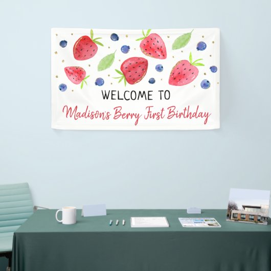 Aardbei Blueberry Berry Sweet Birthday Spandoek (Beurs)