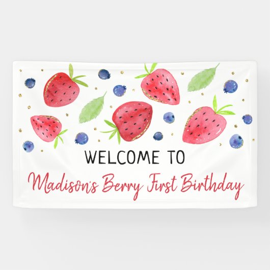Aardbei Blueberry Berry Sweet Birthday Spandoek (Horizontaal)