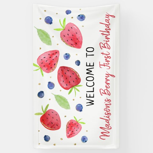 Aardbei Blueberry Berry Sweet Birthday Spandoek (Verticaal)