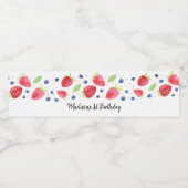 Aardbei Blueberry Berry Sweet Birthday Waterfles Etiket (Enkel label)