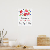 Aardbei Blueberry Berry Sweet Birthday Welkom Poster (Keuken)