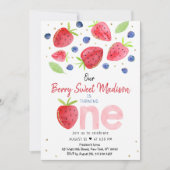 Aardbei Blueberry Berry Sweet First Birthday Kaart (Voorkant)