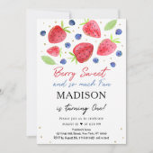 Aardbei Blueberry Berry Sweet First Birthday Kaart (Voorkant)