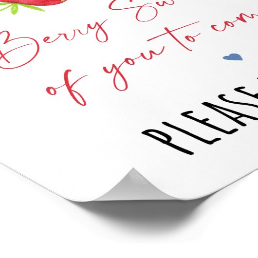 Aardbei Blueberry Birthday Favor Sign Poster (Hoek)