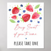 Aardbei Blueberry Birthday Favor Sign Poster (Voorkant)