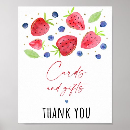 Aardbei Blueberry Birthday Gifts Sign Poster (Voorkant)
