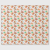 Aardbei Blueberry Cakes en Donuts Cadeaupapier (Vlak)