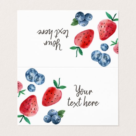 Aardbei Blueberry Etiket Tent Berry Sweet Visitekaartje (Buitenkant ongevouwen)