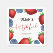 Aardbei & Blueberry Meisje Verjaardagsfeest Servet (Voorkant)