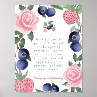 Aardbei & Blueberry Party Bedankt Cadeaus Sign Poster