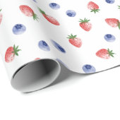 Aardbei Blueberry Pattern Berry Sweet White Cadeaupapier (Rol Hoek)