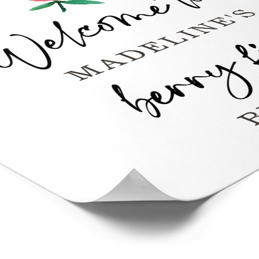 Aardbei Blueberry Sweet Berry Birthday Welkom Poster (Hoek)