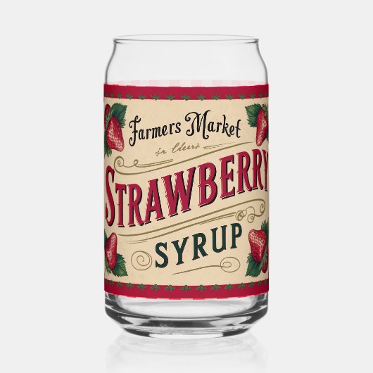 Aardbei boerderij blikvorm glas (Voorkant)