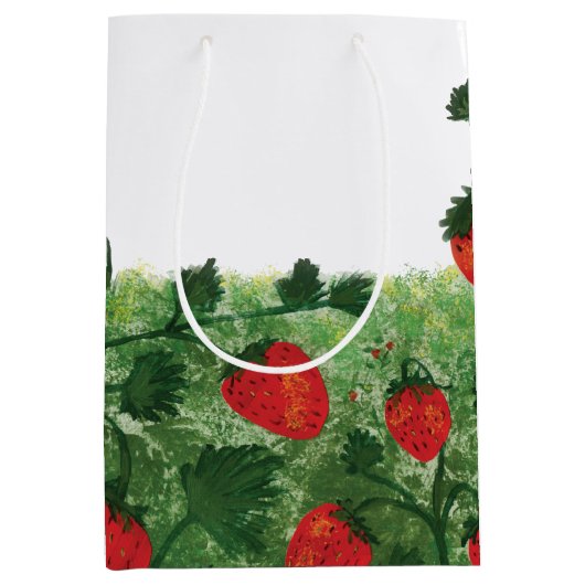 Aardbei Boerderij veld Waterverf Medium Cadeauzakje (Voorkant)