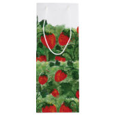Aardbei Boerderij veld Waterverf Wijn Cadeautas (Achterkant)
