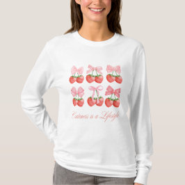 Aardbei & Bogen Kawaii Design Lange Mouw T-shirt