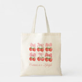 Aardbei & Bogen Kawaii Design Tote Bag (Achterkant)